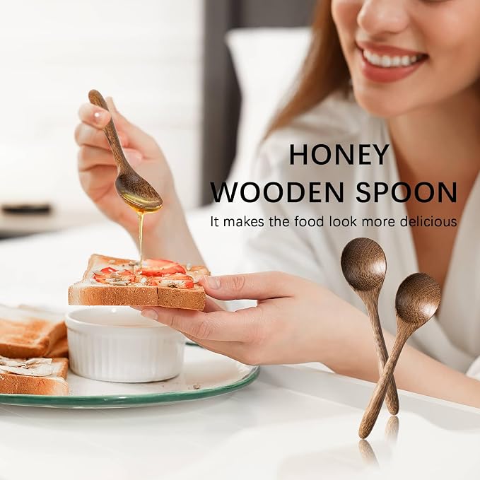 6 PCS Wooden Spoons for Honey, 6.7 inch Small Wooden Spoons - Image 3