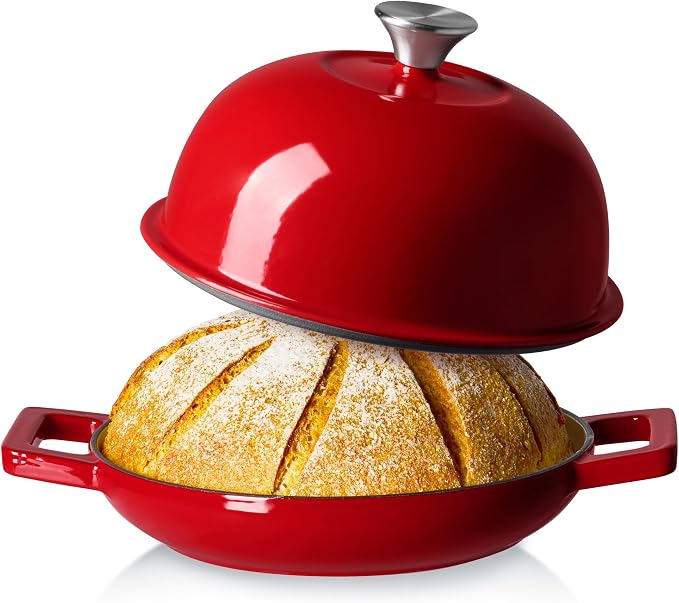 CAROTE Enameled Cast Iron Bread Dutch Oven, Round Bread Oven Pot by CAROTE