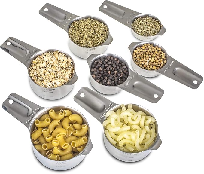 Set of 7 Heavy Duty Measuring Cups, 18/8 Stainless Steel - Image 3