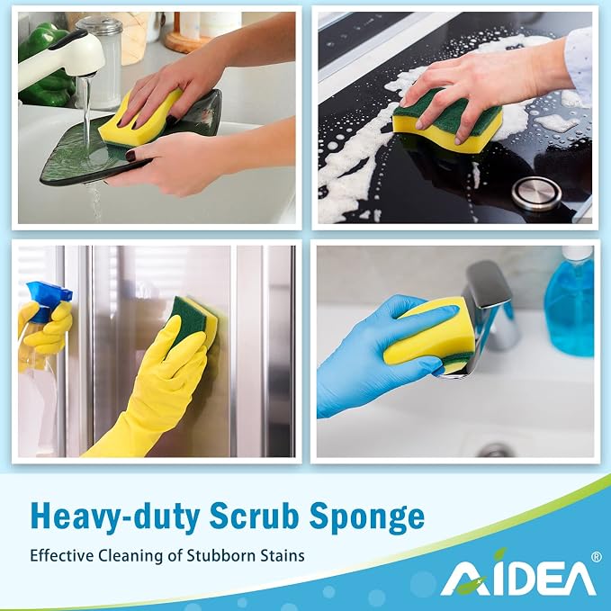 AIDEA Sponges Kitchen, 24 Pack Heavy Duty Dish Sponge, Cleaning Dish Scrubber - Image 6