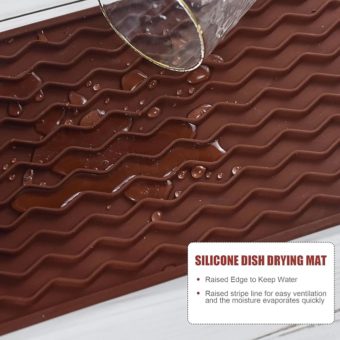 Silicone Dish Drying Mat, Non-Slip Easy Clean Sink Mat Large Heat-resistant - Image 4