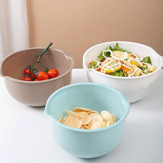 Set of 3 Mixing Bowls with Pour Spout-Nesting Design Saves Space - Image 5