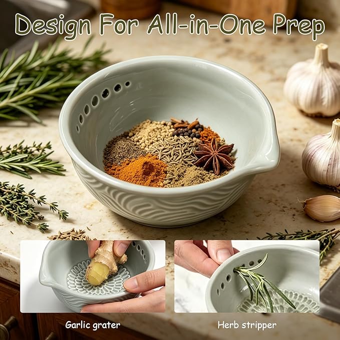 Grater Plate, 3 in 1 Ceramic Ginger Grater Bowl - Image 4