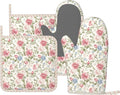 Oven Mitts and Pot Holders Flower Boho Rose Floral Silicone Kitchen Accessories by DADABULIU