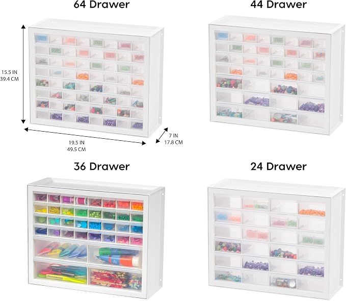 IRIS USA Plastic Storage Drawers, Made in USA, 24-Drawer Small Parts Organizer - Image 4
