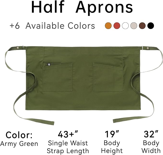 Unisex Waist Apron Half Bistro Apron Server Aprons - Image 6