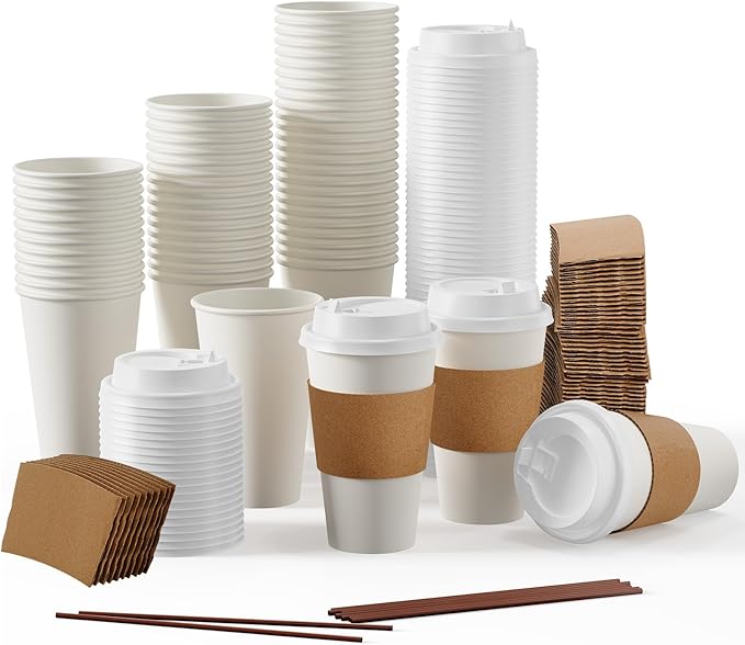 JOLLY PARTY 16 oz Paper Coffee Cups, Disposable Paper Coffee Cup by JOLLYPARTY
