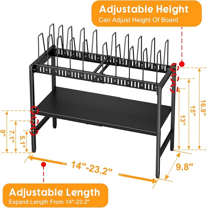 2-Tier Pots and Pans Organizer Under Cabinet, Expandable Pots Lid Organizers - Image 2