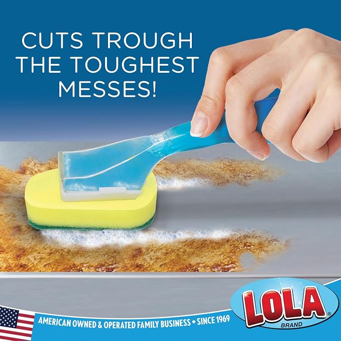 LOLA Soap Dispenser Dish Brush Wand, Absorbent Sponge Scrubber, No Leaking. - Image 3