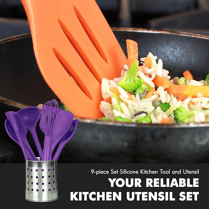 Chef Craft Premium Silicone Kitchen Tool and Utensil Set, 9 Piece - Image 4