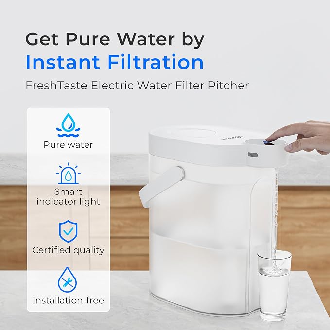 Waterdrop ED06W Electric Water Filter Pitcher, FreshTaste Rechargeable Dispenser - Image 2