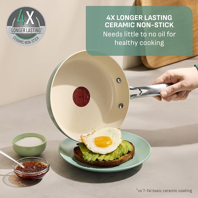 T-Fal Inspire Ceramic Nonstick Frying Pan 2-Pc Set, Oven Broiler Safe up to - Image 4