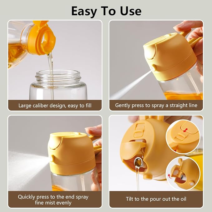SWEET VIEW Oil Sprayer for Cooking, 16oz/470ml 2 In 1 Glass Olive Oil Sprayr & - Image 2