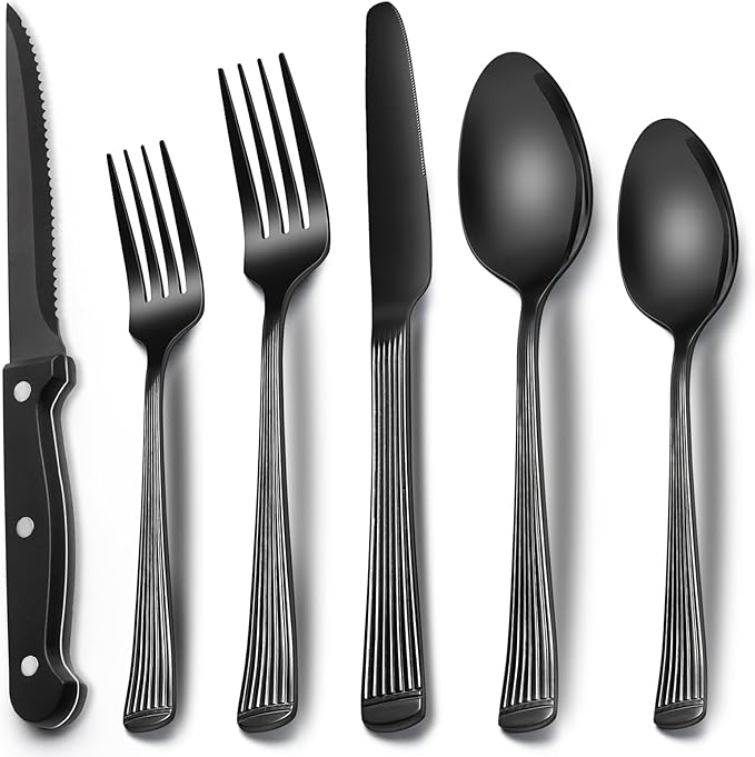 EWFEN 24-Piece Black Silverware Set by EWFEN