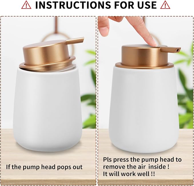 Soap Dispenser Ceramic with Easy-to-Press Pump Hand Lotion Liquid Dispenser - Image 8