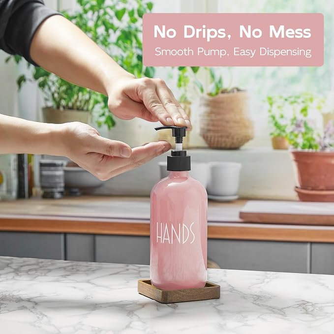 Pink Glass Hand Soap Dispenser - Image 5