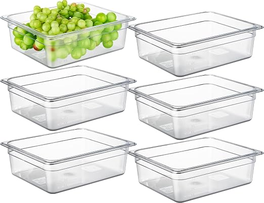 CURTA 6-Pack 1/2 Size 4" Deep NSF Polycarbonate Food Pans | Dishwasher & by CURTA