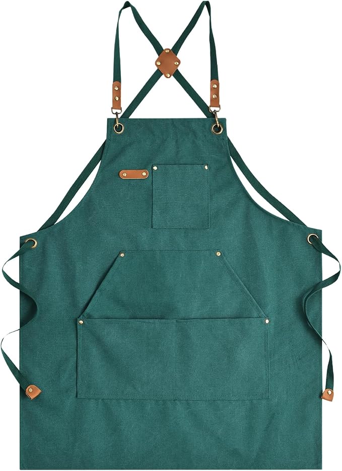 Aoomzoon Canvas Aprons for Men Chef Apron, Work Apron - 16oz Heavy Duty Cross by Aoomzoon