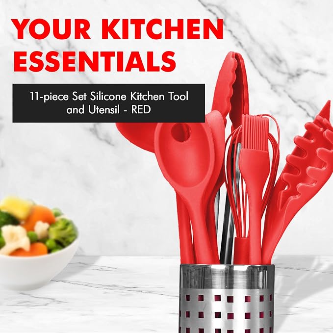 Chef Craft Premium Silicone Kitchen Tool and Utensil Set, 11 Piece Set - Image 2