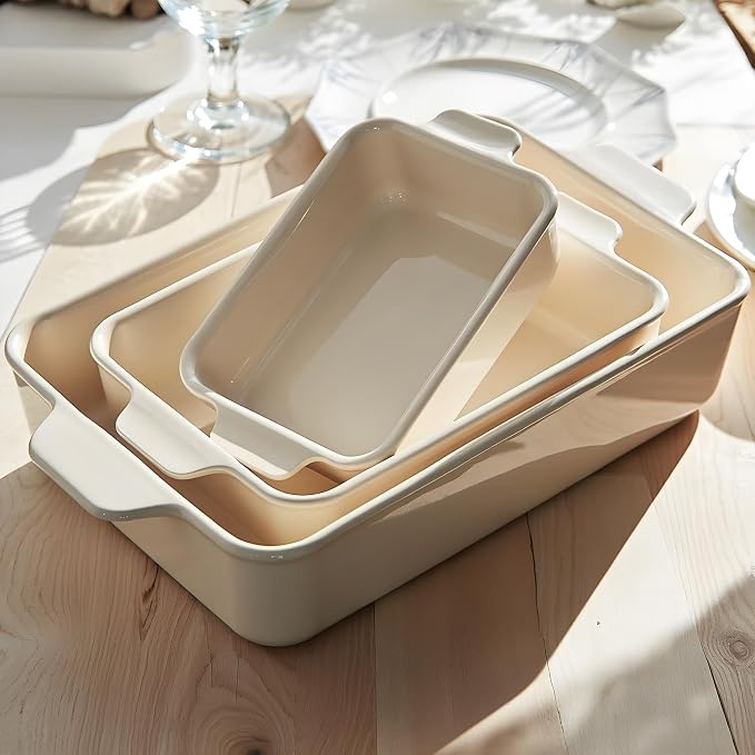 Kook Ceramic Bakeware Set, Rectangular Baking Dishes, - Image 3