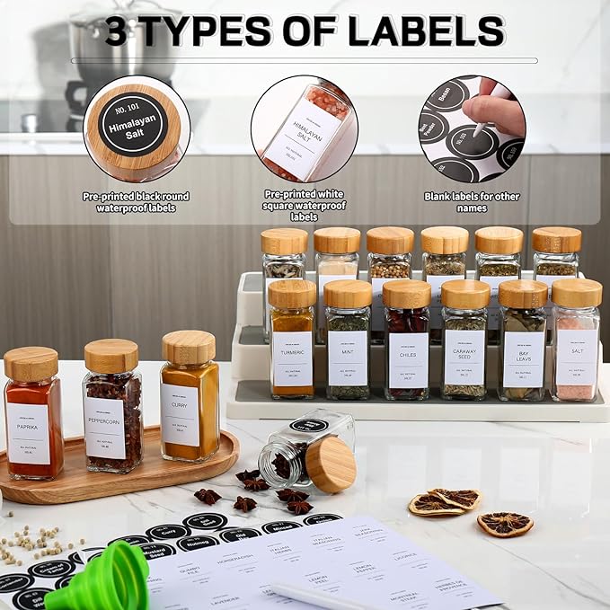 DIMBRAH Spice Jars with Label 24Pcs, Seasoning Containers, Glass Spice Jars - Image 3