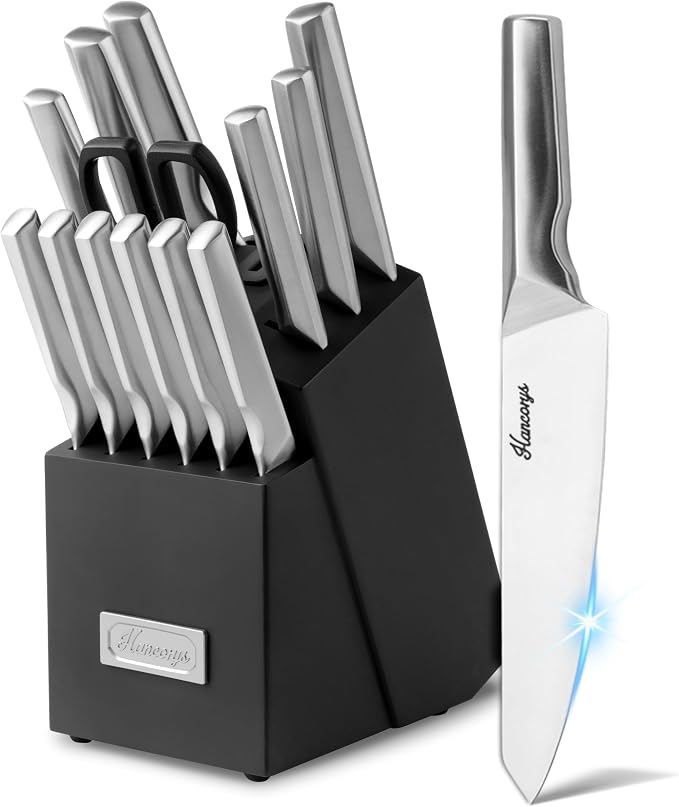 Kitchen Knife Set, Japanese Stainless Steel Knife Block Set by EnergizeYourCooking