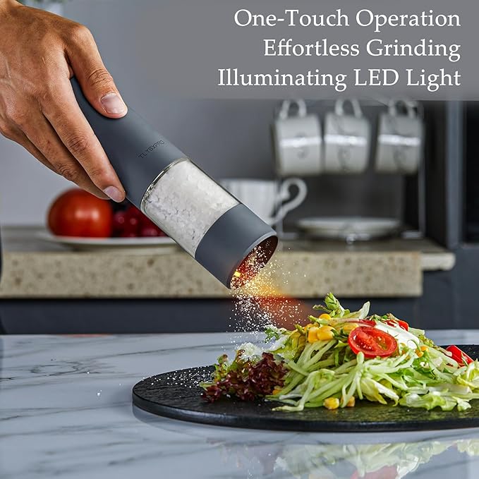 Electric Salt and Pepper Grinder Set, USB Rechargeable, Automatic Salt and - Image 2