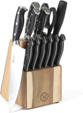 Martha Stewart Greeley 14 pc Triple- Riveted Cutlery Knife Acacia Wood Block by MarthaStewart