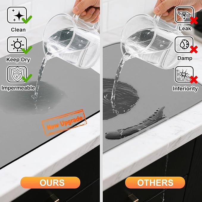 Dish Drying Mats for Kitchen Counter, Waterproof Coffee Mat for Countertop - Image 5