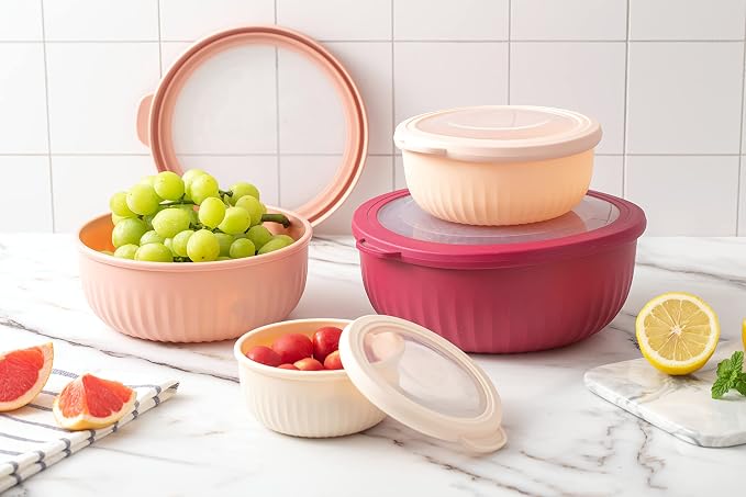 COOK WITH COLOR Prep Bowls with Lids- Wide and Deep Nesting Plastic Small - Image 8