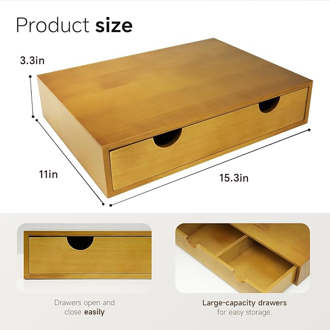 Coffee Pod 15" X 11" X 3" Natural Wood Countertop Organizer Drawer, Counter Top - Image 3