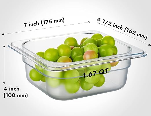 CURTA 6-Pack 1/6 Size 2.5" Deep NSF Polycarbonate Food Pans | Dishwasher & - Image 2