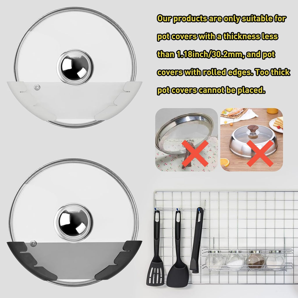 10 Pcs Universal Pot Lid Organizer for Cabinet Door, Black Rack