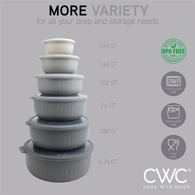 COOK WITH COLOR Prep Bowls with Lids- Wide and Deep Nesting Plastic Small - Image 4
