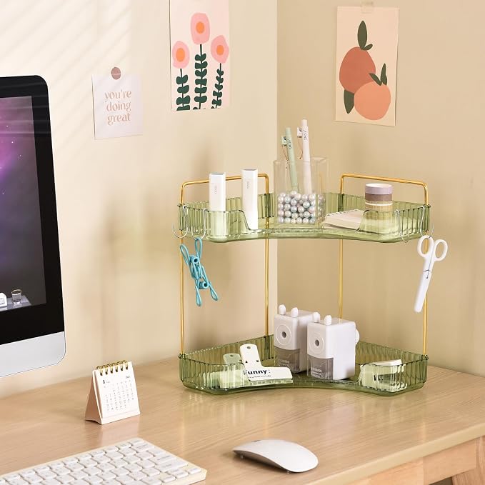 2-Tier Corner Bathroom Organizer Countertop - Image 7