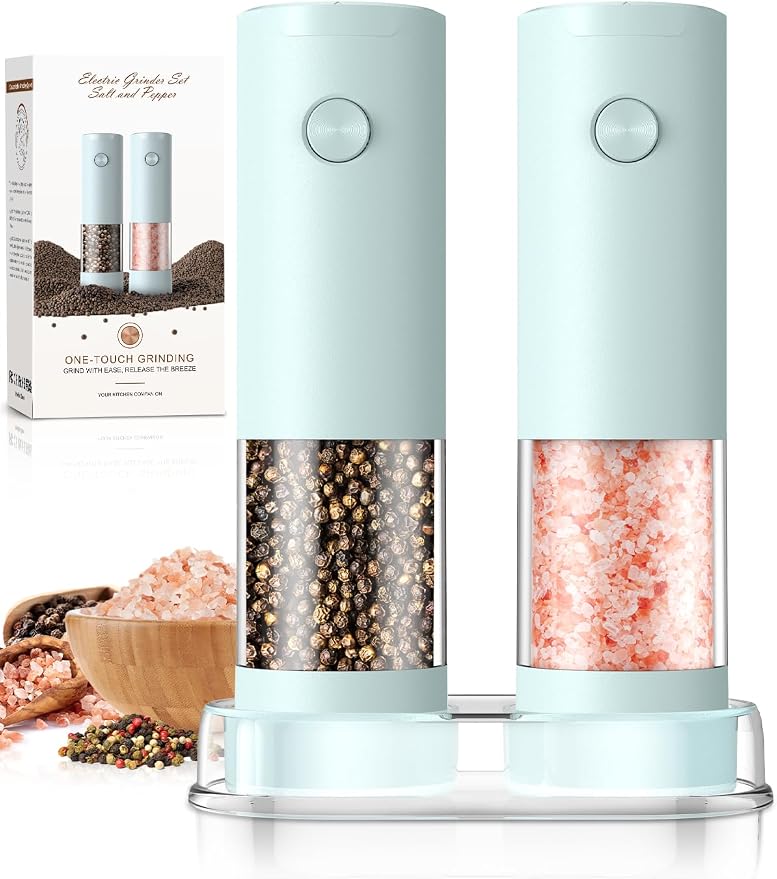 Electric Salt and Pepper Grinder Set Automatic Battery Pepper Mill Shakers by ioion