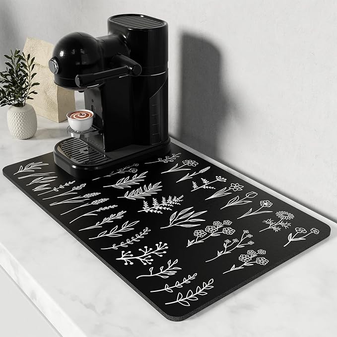 Rnivvi Coffee Mat, Hide Stain Rubber Backed Absorbent Dish Drying Pad by Rnivvi