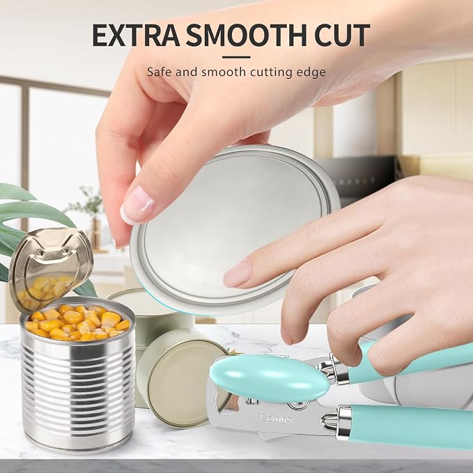 Safring Can Opener Manual, Heavy Duty Stainless Steel Smooth Edge Can Openers - Image 7