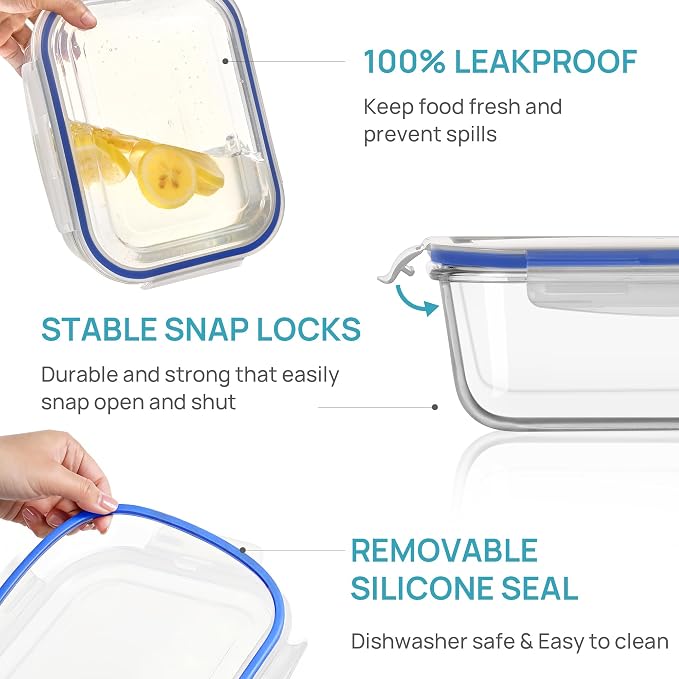 Vtopmart 2Pack 2260ml/ 76.4oz Large Glass Storage Containers - Image 6