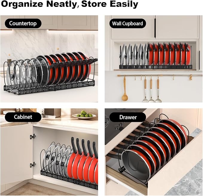 Housolution 2 Pack Pot and Pan Organizer, Pan Lid Holder Storage Rack - Image 6