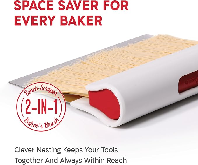 KneadAce Dough Scraper & Baker’s Brush Set. Stainless Steel Bench Scraper & - Image 2