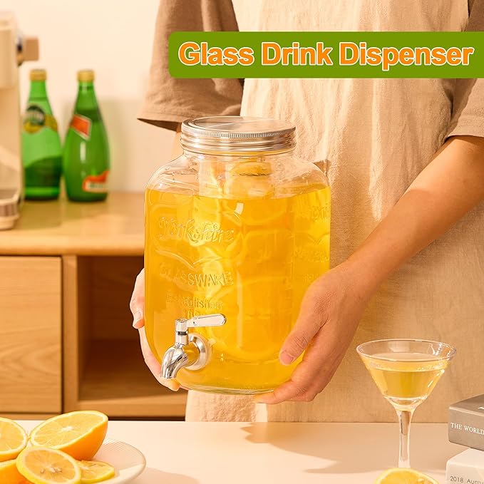 1 Gallon Beverage Dispenser, Glass Drink Dispensers - Image 5
