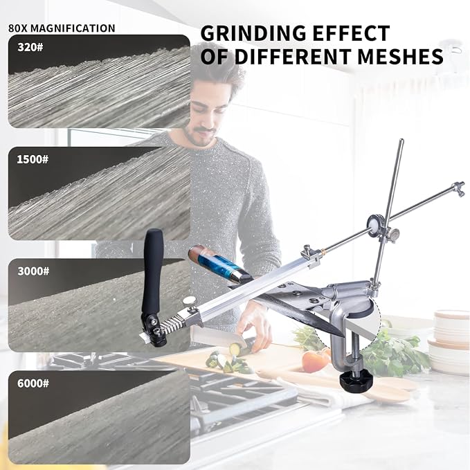 CWOVRS Knife Sharpening System, RX-008 Professional Knife Sharpener, 360° Flip - Image 7
