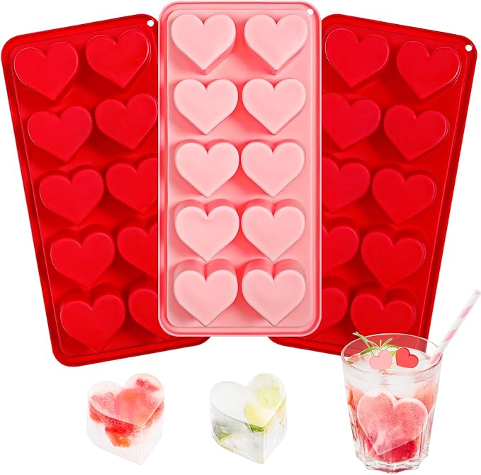 Webake Heart Ice Cube Molds, 10-Cavity Heart Shaped Silicone Molds by Webake