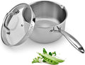 Stainless Steel Saucepan with Glass Lid, 3.5 Quart Multipurpose Sauce Pan by Cyrosa
