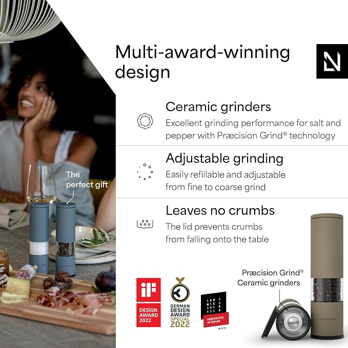 LARS NYSØM Salt and Pepper Grinder Set Manual, Stainless Steel Salt and Pepper - Image 2