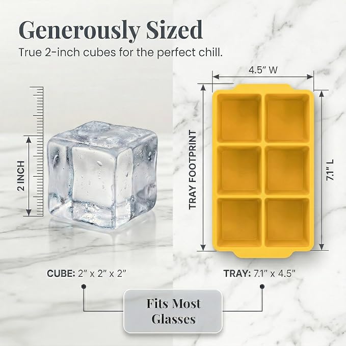KitchFort Large Silicone Ice Cube Tray, Easy Release 2" Big Ice Cubes - Image 8