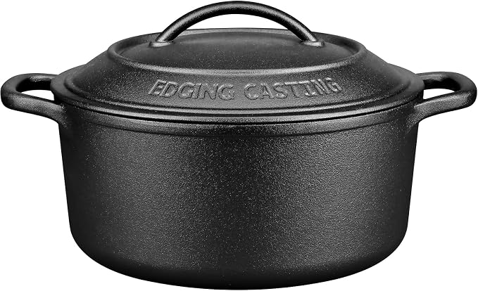 Pre-Seasoned Cast Iron Dutch Oven Pot by EDGINGCOOKWARE