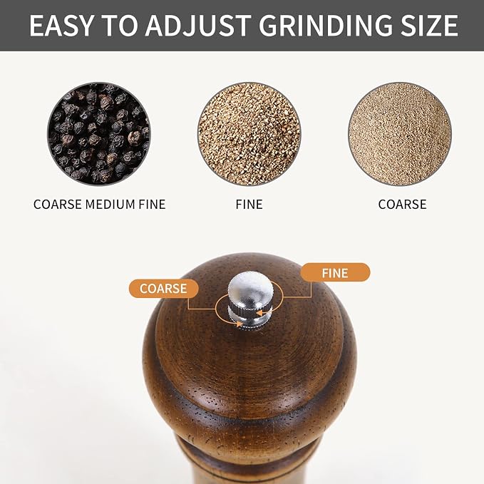 1Pack Wood Pepper Grinder, XWXO 10 Inch Salt Mill Pepper Shaker, Pepper Mill - Image 6
