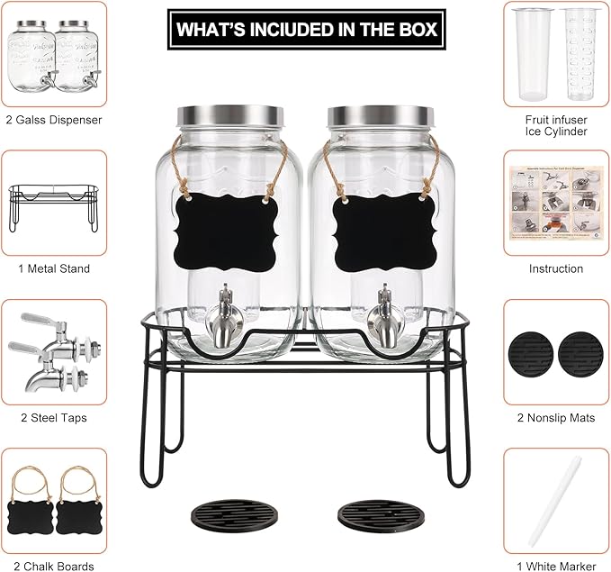 Drink Dispenser, 1 Gallon Beverage Dispenser - Image 3